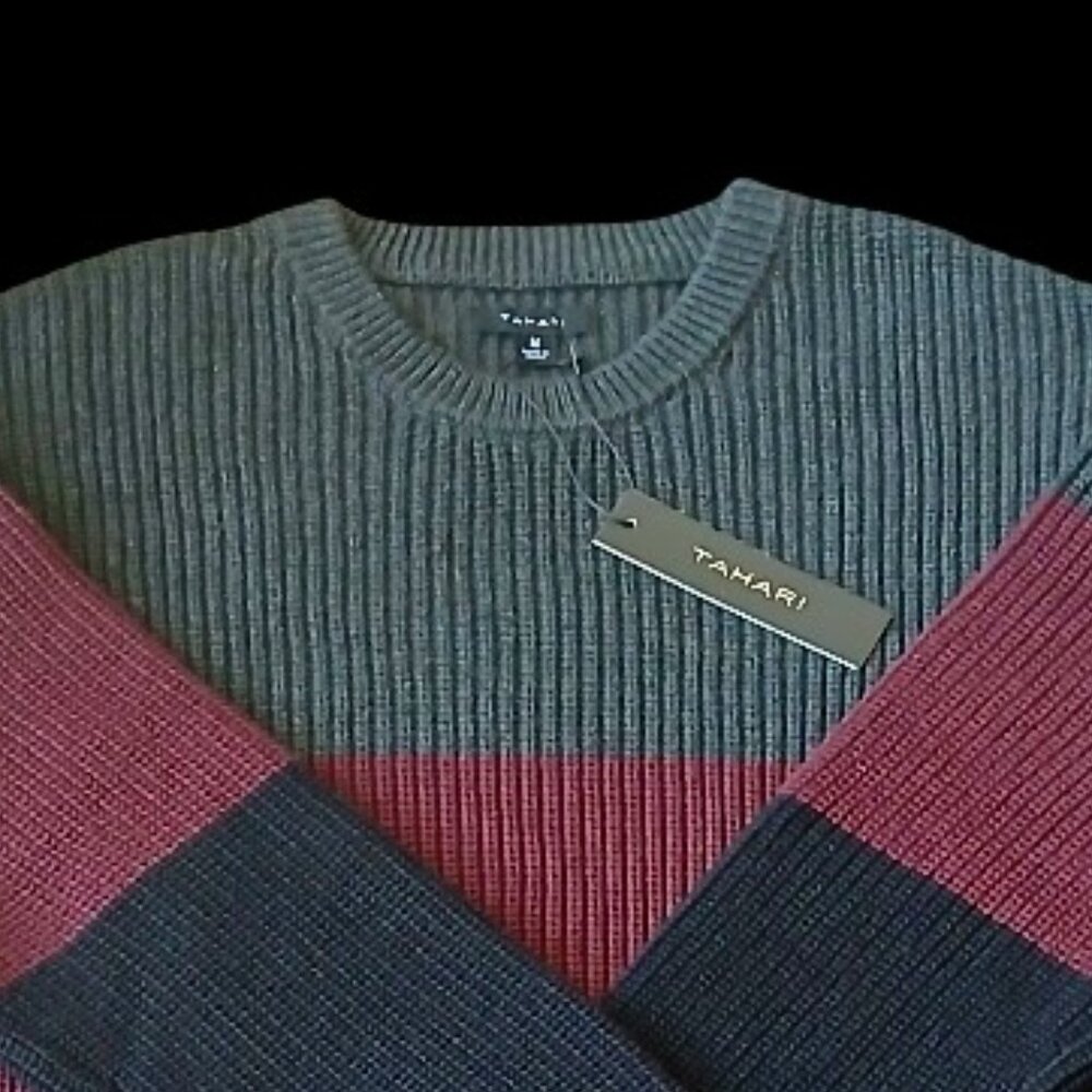 Tahari Tight Knit Crew Neck Sweater